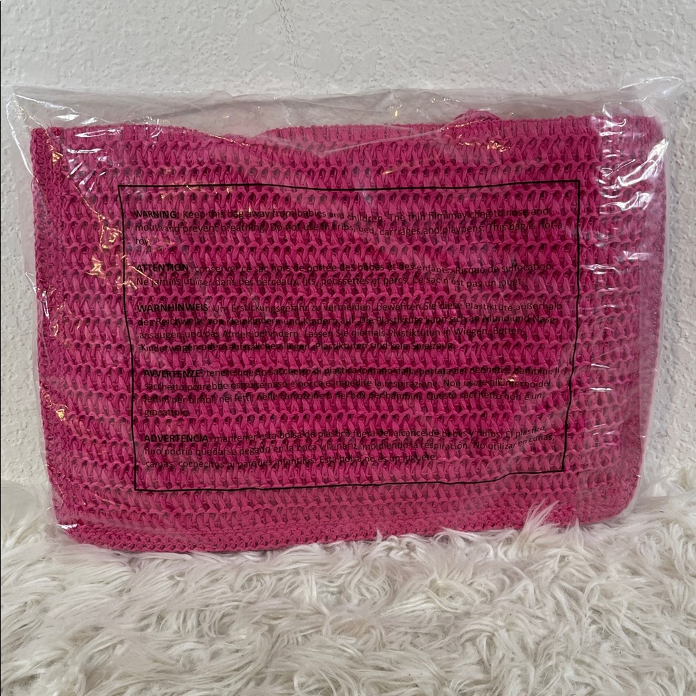 Juicy Couture Pink Weave Straw Tote Bag NWT NEW - Picture 3 of 6